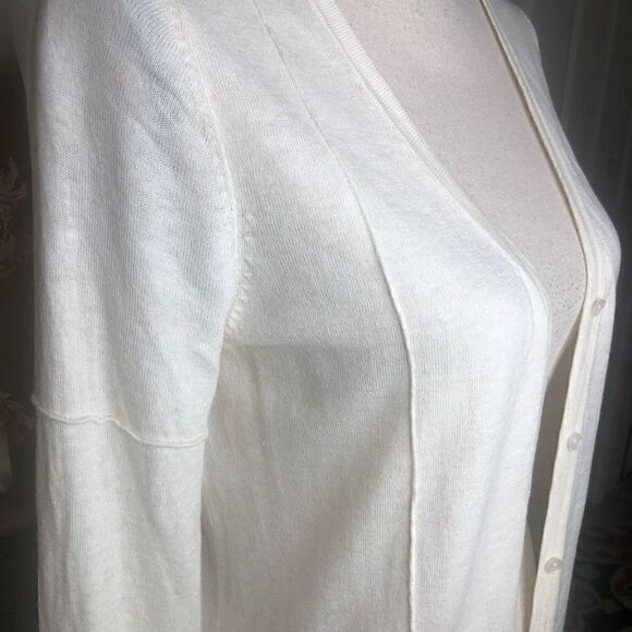 Toad & Co Soft Oatmeal Wool Blend Lagenlook, Light Academia Cardigan Sweater SzS - Picture 3 of 13